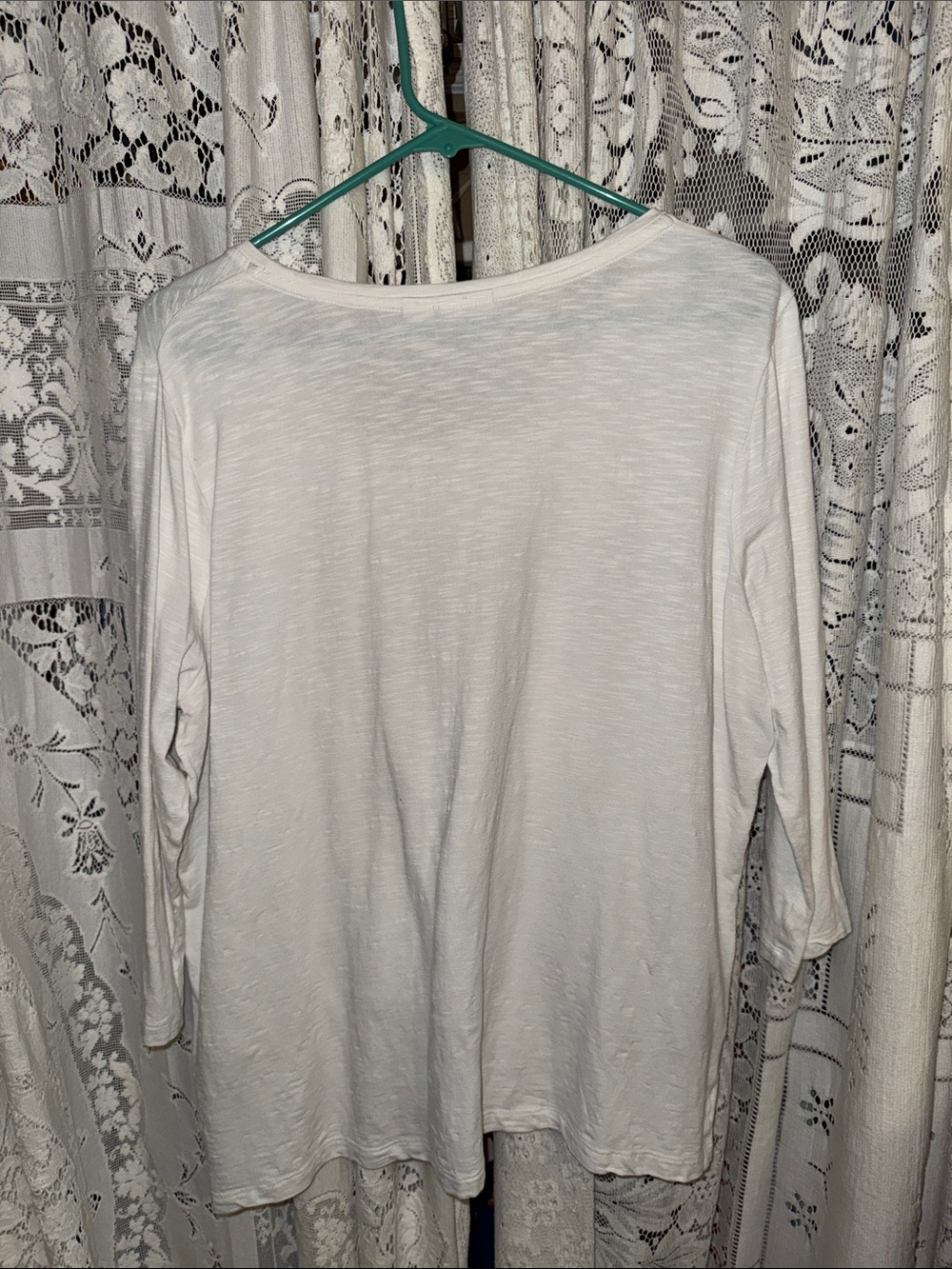 Chicos White Scoop Neck Long-Sleeve Top with Gold Sequin Stripes - Picture 5 of 6